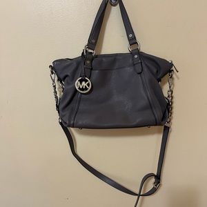 Authentic Michael Kors deep gray large leather satchel, lightly used.